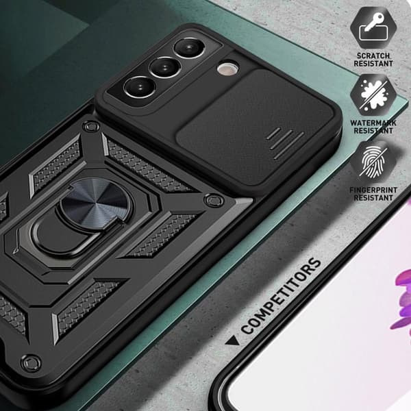 SKALO Samsung S22 Armor hybridi metallirengas kameran liukusäädin - - Musta