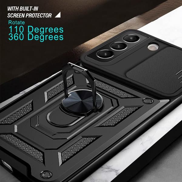 SKALO Samsung S22 Armor hybridi metallirengas kameran liukusäädin - - Musta