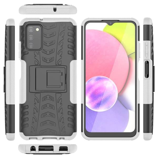 Stødbestandigt cover med stativ Samsung Galaxy A03s - Hvid