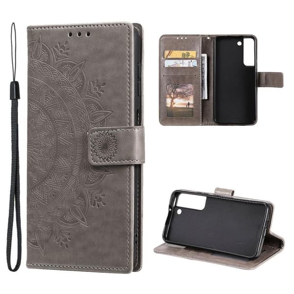 SKALO Samsung S22 Mandala Flip Cover - Grå
