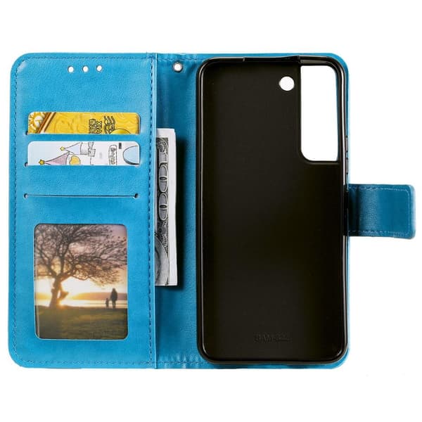 SKALO Samsung S22 Mandala Flip Cover - Blå