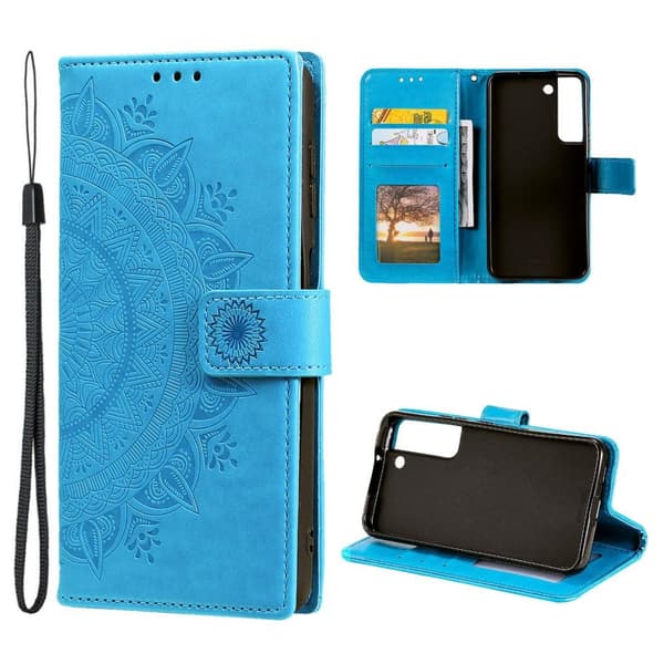 SKALO Samsung S22 Mandala Flip Cover - Blå