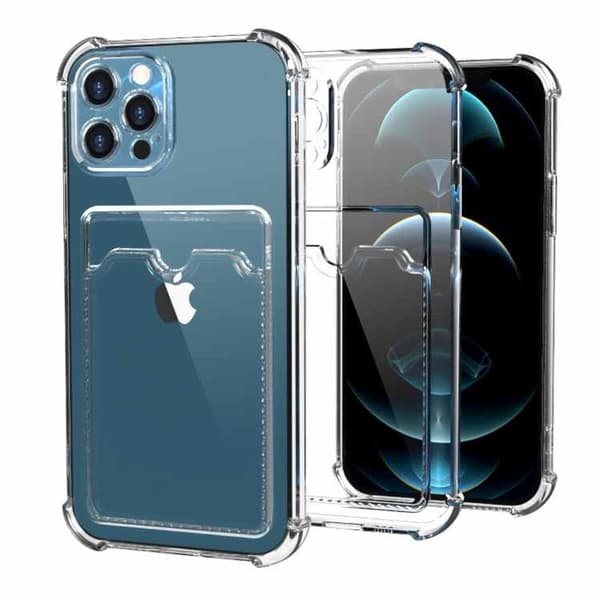 iPhone 12 Pro Max suojakuori - läpinäkyvä kortinpidike