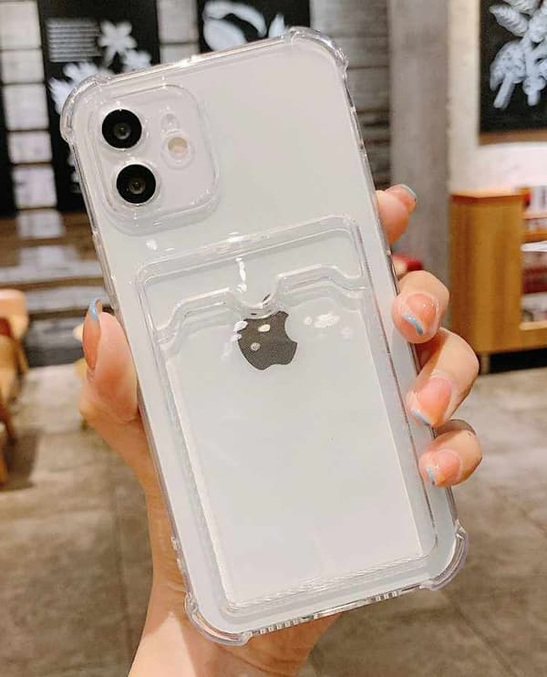 iPhone 12 Shell - läpinäkyvä korttikotelo