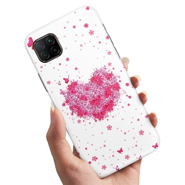 Huawei P40 Lite - Deksel/Mobildeksel Blomsterhjerte