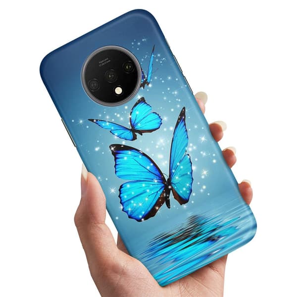 OnePlus 7T - Cover/Mobilcover Glitrende Sommerfugle