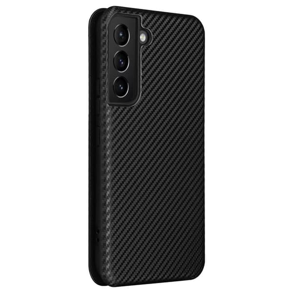 SKALO Samsung S22 Carbon Fiber Lompakkokotelo - Musta
