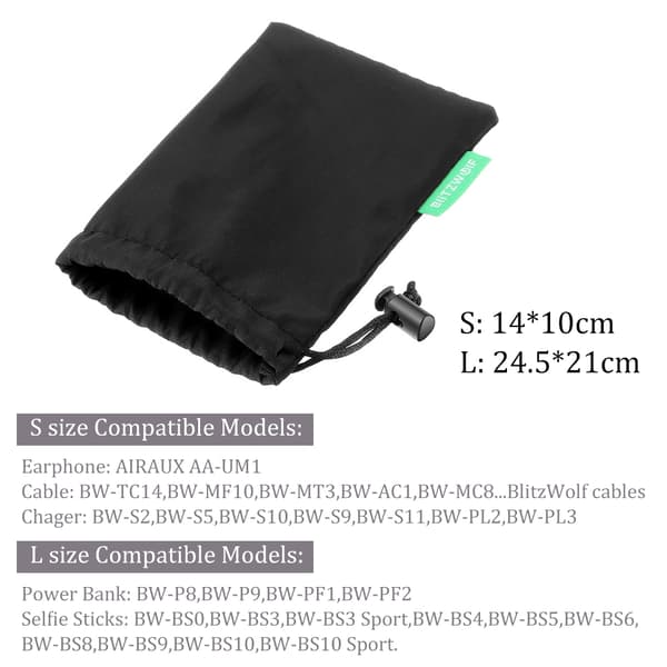 1/2/3/4/5 STK BlitzWolf BW-ST1 Bærbar Kabelorganisering Hovedtelefon Opbevaringstaske til Kabelhovedtelefon Power Bank Selfie Sticks