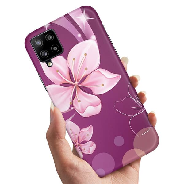Samsung Galaxy A12 - Cover/Mobilcover Hvid Blomst