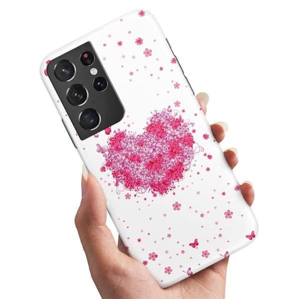Samsung Galaxy S21 Ultra - Cover/Mobilcover Blomsterhjerte