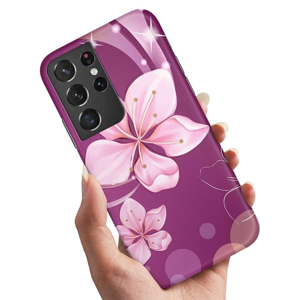 Samsung Galaxy S21 Ultra - Cover/Mobilcover Hvid Blomst