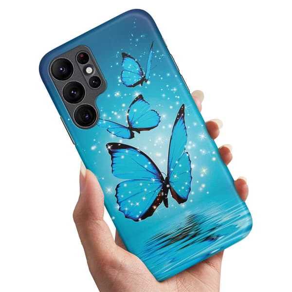 Samsung Galaxy S22 Ultra - Cover/Mobilcover Glitrende Sommerfugle