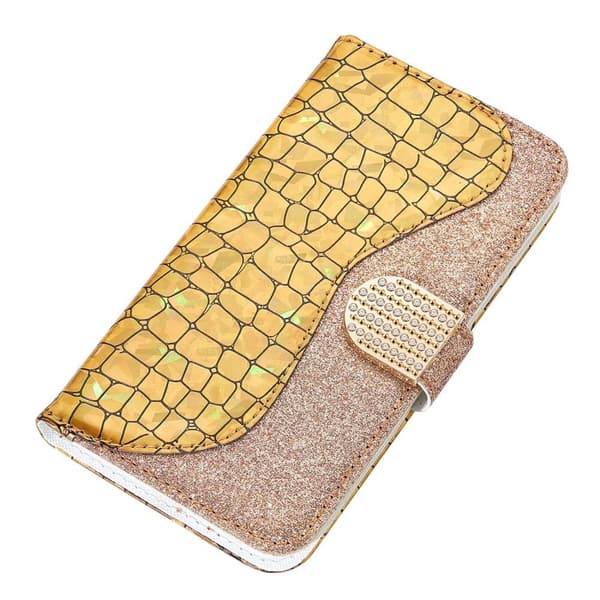SKALO Samsung S22 Croco Glitter Plånboksfodral - Guld