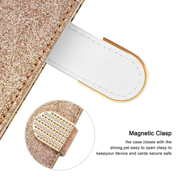 SKALO Samsung S22 Croco Glitter Plånboksfodral - Guld