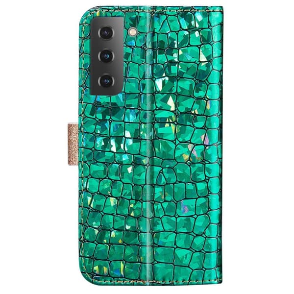 SKALO Samsung S22 Croco Kimaltava lompakkokotelo - Vihreä