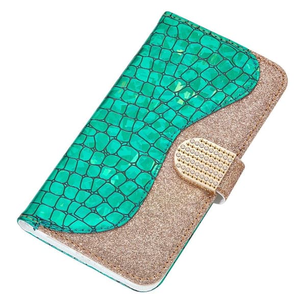 SKALO Samsung S22 Croco Kimaltava lompakkokotelo - Vihreä