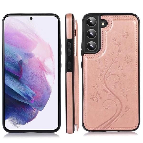 Samsung S22 Stöttåligt Skal Korthållare 3-FACK Flippr V2 Rosa guld