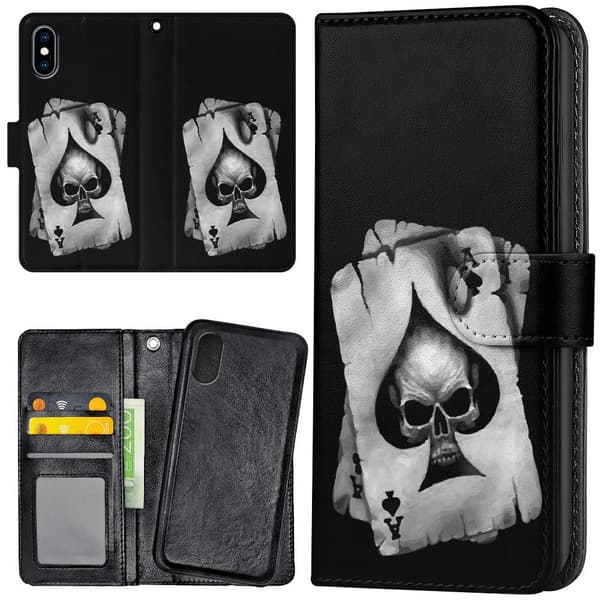 iPhone X/XS - Plånboksfodral/Skal Döskalle Kortlek