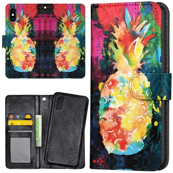 iPhone XR - Lompakkokotelo/Kuoret Sateenkaari Ananas