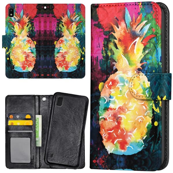 Samsung Galaxy A10 - Lommebok Deksel Regnbue Ananas
