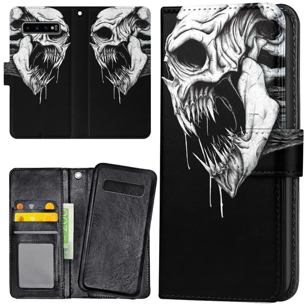 Samsung Galaxy S10 Plus - Plånboksfodral/Skal Döskalle Monster