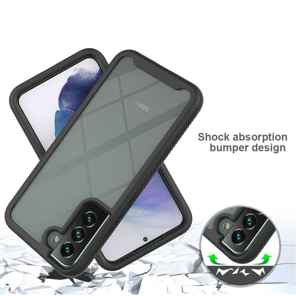 SKALO Samsung S22+ Iskunkestävä Clear Hybridi Suojakuori - Musta
