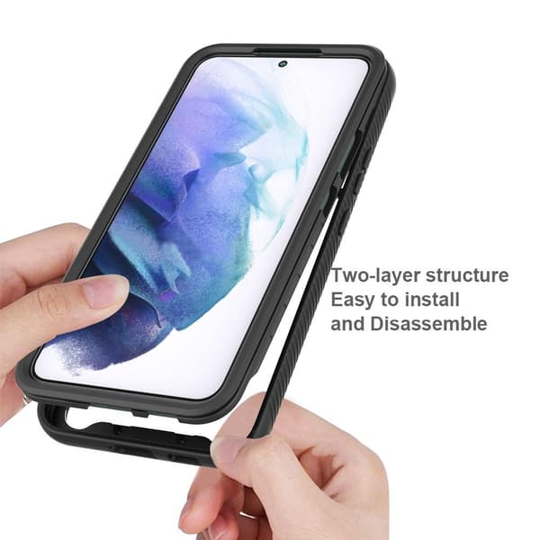 SKALO Samsung S22+ Iskunkestävä Clear Hybridi Suojakuori - Musta