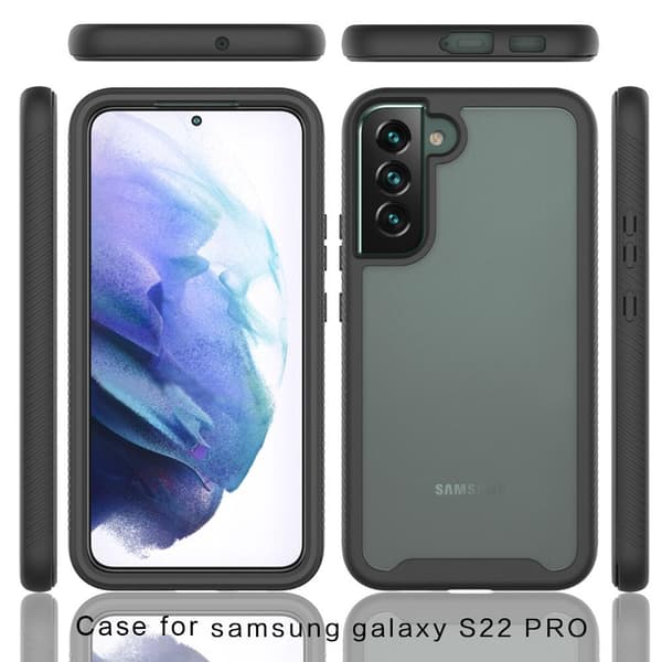 SKALO Samsung S22+ Iskunkestävä Clear Hybridi Suojakuori - Musta