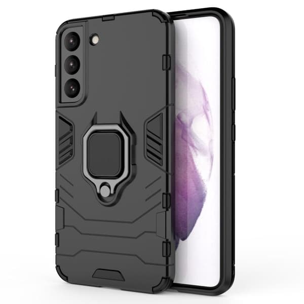 SKALO Samsung S22+ Armor Hybridi metallirengas kuori - Musta