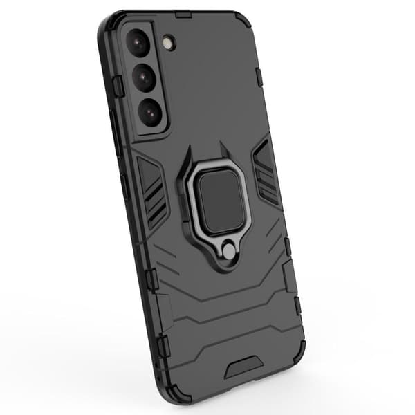 SKALO Samsung S22+ Armor Hybridi metallirengas kuori - Musta