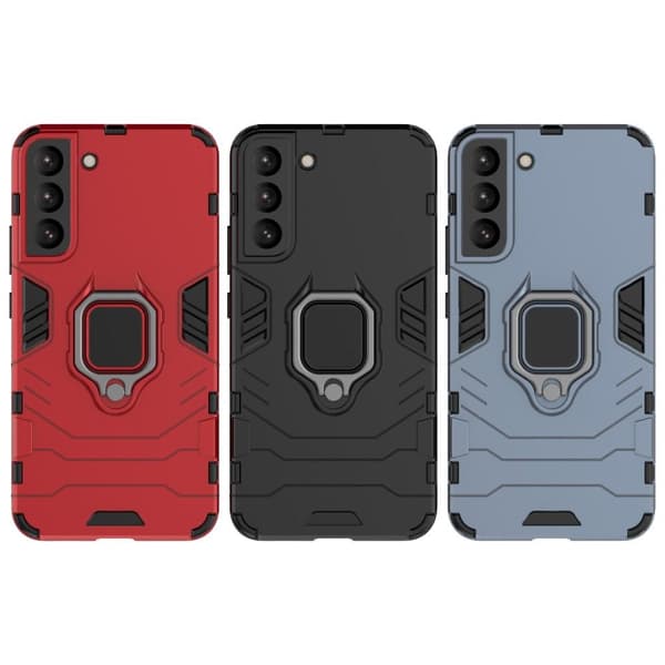 SKALO Samsung S22+ Armor Hybridi metallirengas kuori - Musta