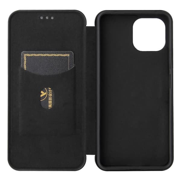 SKALO Xiaomi Mi 11 Lite Carbon Fiber Lompakkokotelo - Musta