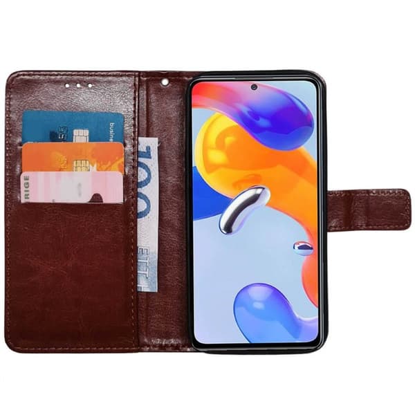 Lompakkokotelo 3-kortti Xiaomi Redmi Note 11 Pro 5G - Ruskea