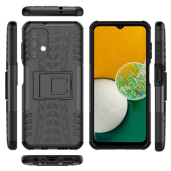 Iskunkestävä kuori jalustalla Samsung Galaxy A13 4G - Musta