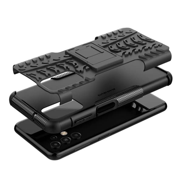 Iskunkestävä kuori jalustalla Samsung Galaxy A13 4G - Musta