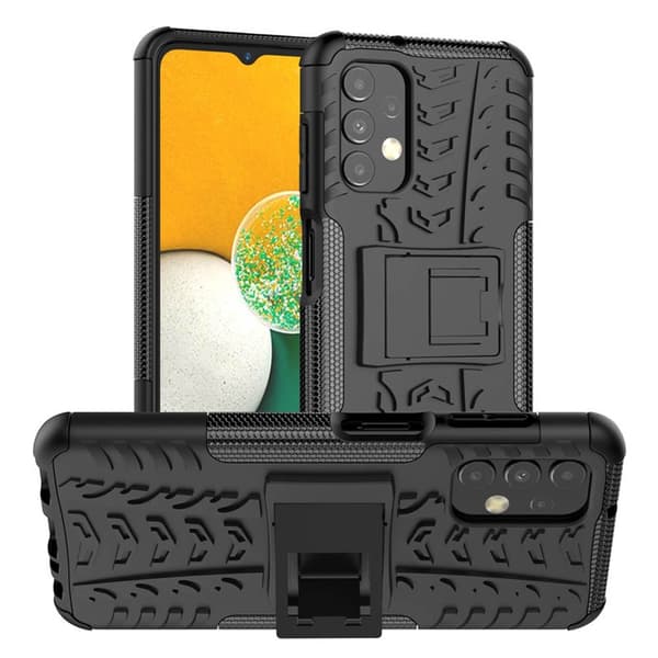 Iskunkestävä kuori jalustalla Samsung Galaxy A13 4G - Musta