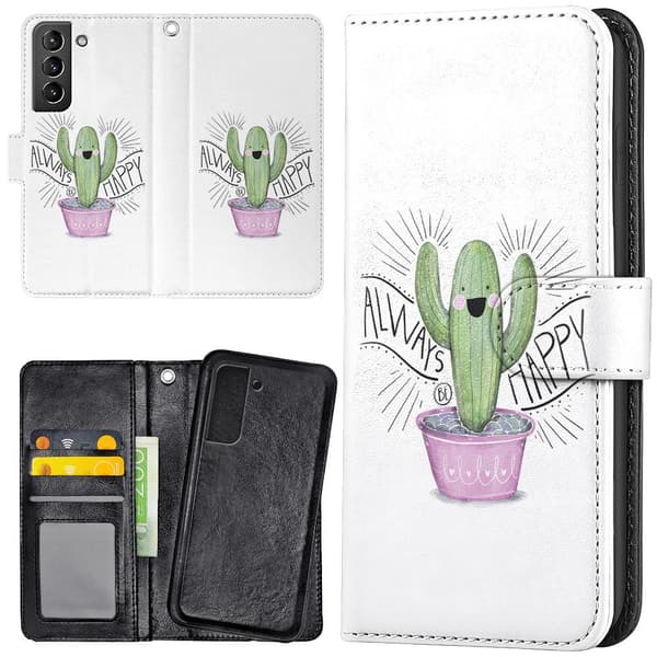 Samsung Galaxy S21 - Plånboksfodral/Skal Happy Cactus