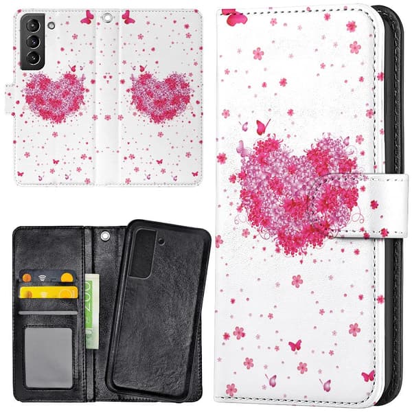 Samsung Galaxy S21 Plus - Plånboksfodral/Skal Blomhjärta