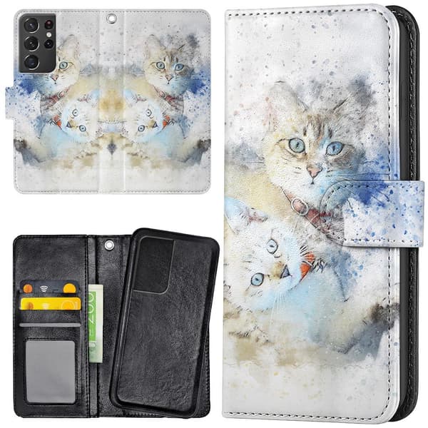 Samsung Galaxy S21 Ultra - Plånboksfodral/Skal Katter