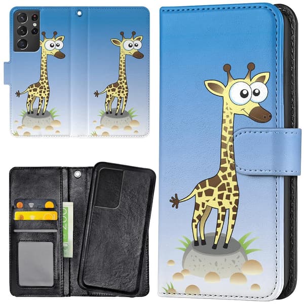 Samsung Galaxy S21 Ultra - Plånboksfodral/Skal Tecknad Giraff
