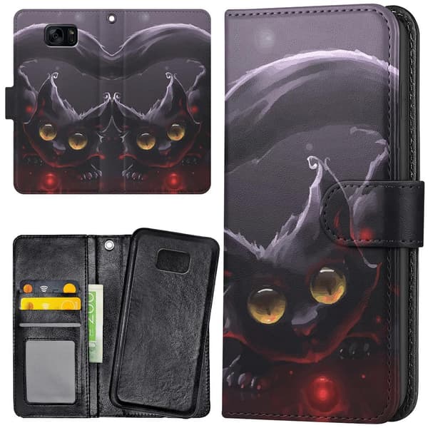 Samsung Galaxy S7 - Lommebok Deksel Svart Katt