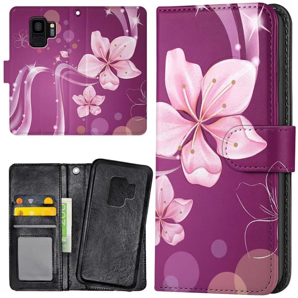Samsung Galaxy S9 - Lommebok Deksel Hvit Blomst