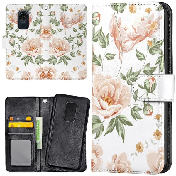 Xiaomi Redmi Note 9 - Plånboksfodral/Skal Blommönster