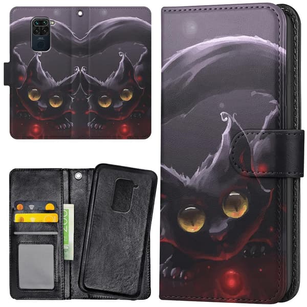 Xiaomi Redmi Note 9 - Plånboksfodral/Skal Svart Katt