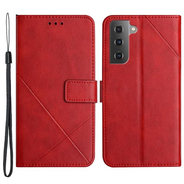 SKALO Samsung S22+ Kohokuvioitu PU Nahka Lompakkokotelo - Musta Punainen