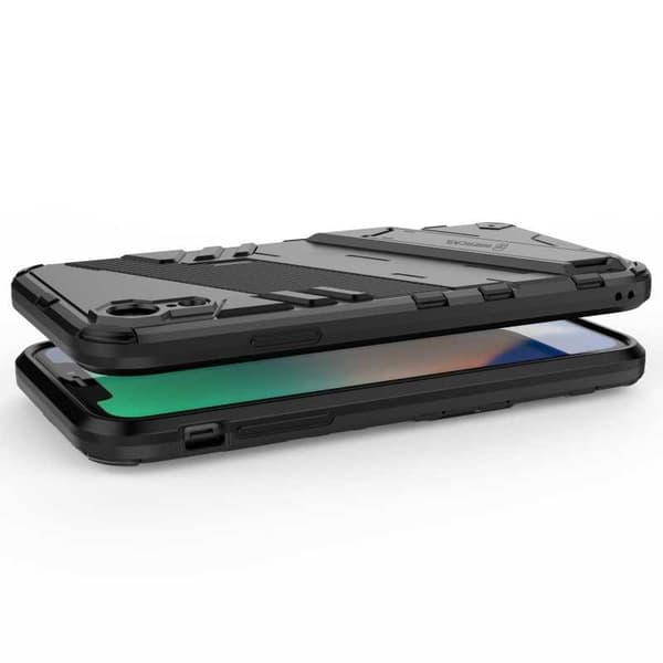 iPhone XR iskunkestävä kotelo jalustalla ThinArmor V2