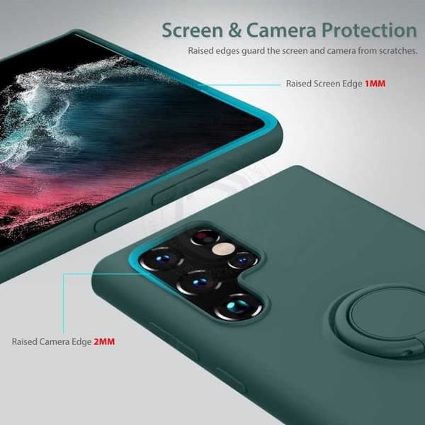 Samsung S22 Ultra Stöttåligt Skal med Ringhållare CamShield