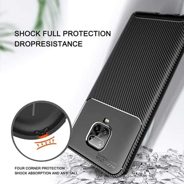 Redmi Note 9S & 9 Pro Iskunkestävä ohut kansi FullCarbon V4