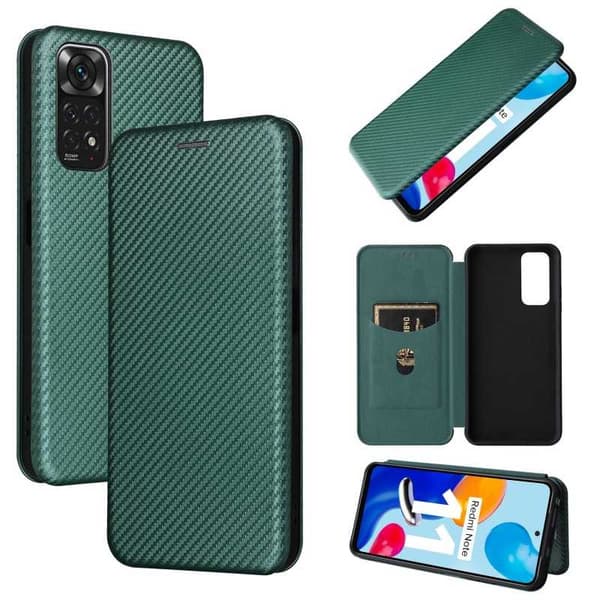 Xiaomi Redmi Note 11 / 11S Flipfodral Kortfack CarbonDreams Grön