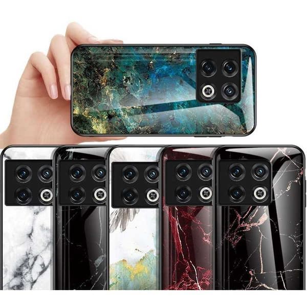 OnePlus 10 Pro Marmorskal 9H Härdat Glas Baksida Glassback V2 Svart/Vit